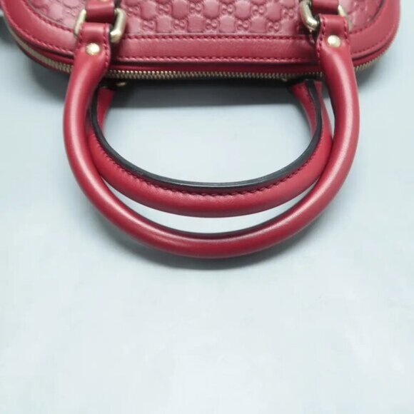 GUCCI Dome Red GG Leather Satchel 380-020125 - Picture 10 of 12